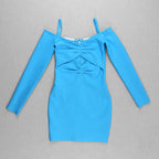 Turquoise Cutout Mini Dress with Wide Brim Hat H4117