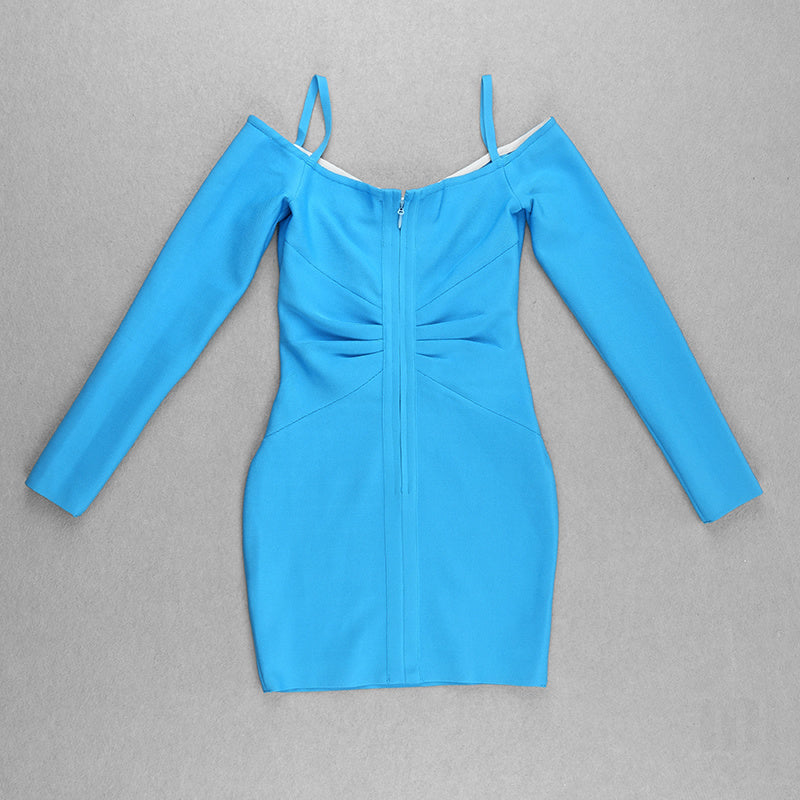 Turquoise Cutout Mini Dress with Wide Brim Hat H4117