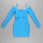 Turquoise Cutout Mini Dress with Wide Brim Hat H4117