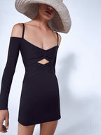 Turquoise Cutout Mini Dress with Wide Brim Hat H4117