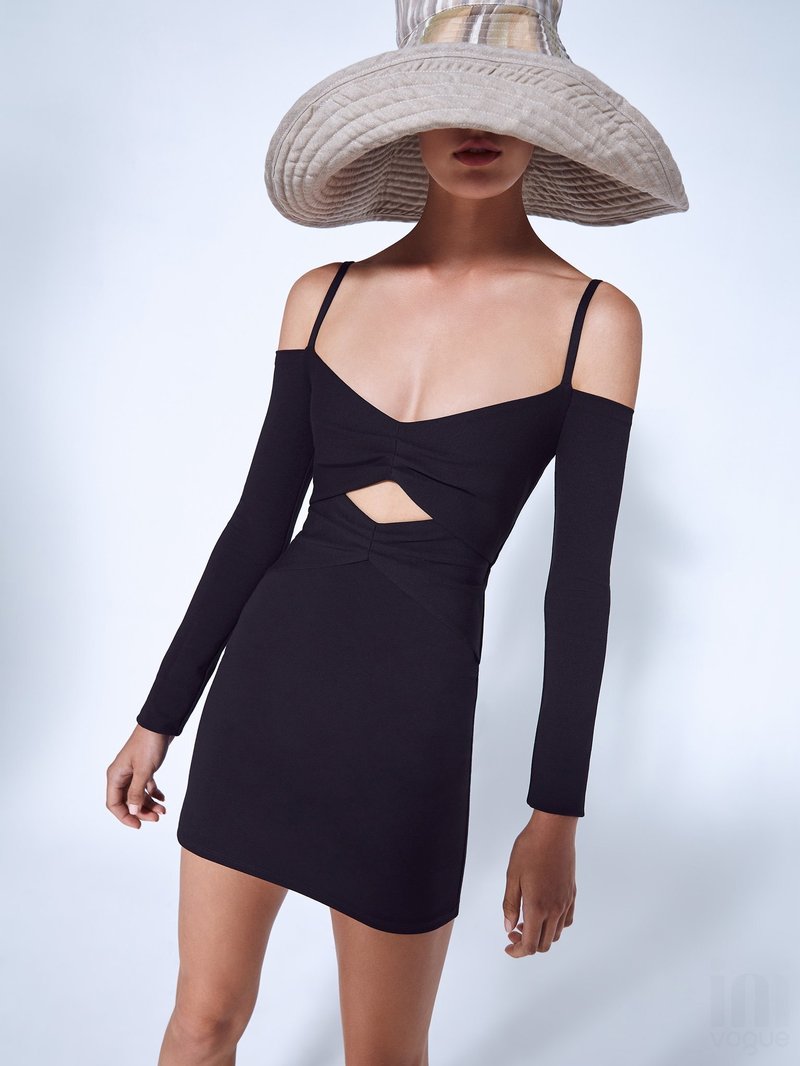 Turquoise Cutout Mini Dress with Wide Brim Hat H4117