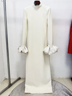 Turtleneck Puff Sleeve Maxi Dress H7053