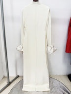 Turtleneck Puff Sleeve Maxi Dress H7053