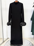 Turtleneck Puff Sleeve Maxi Dress H7053