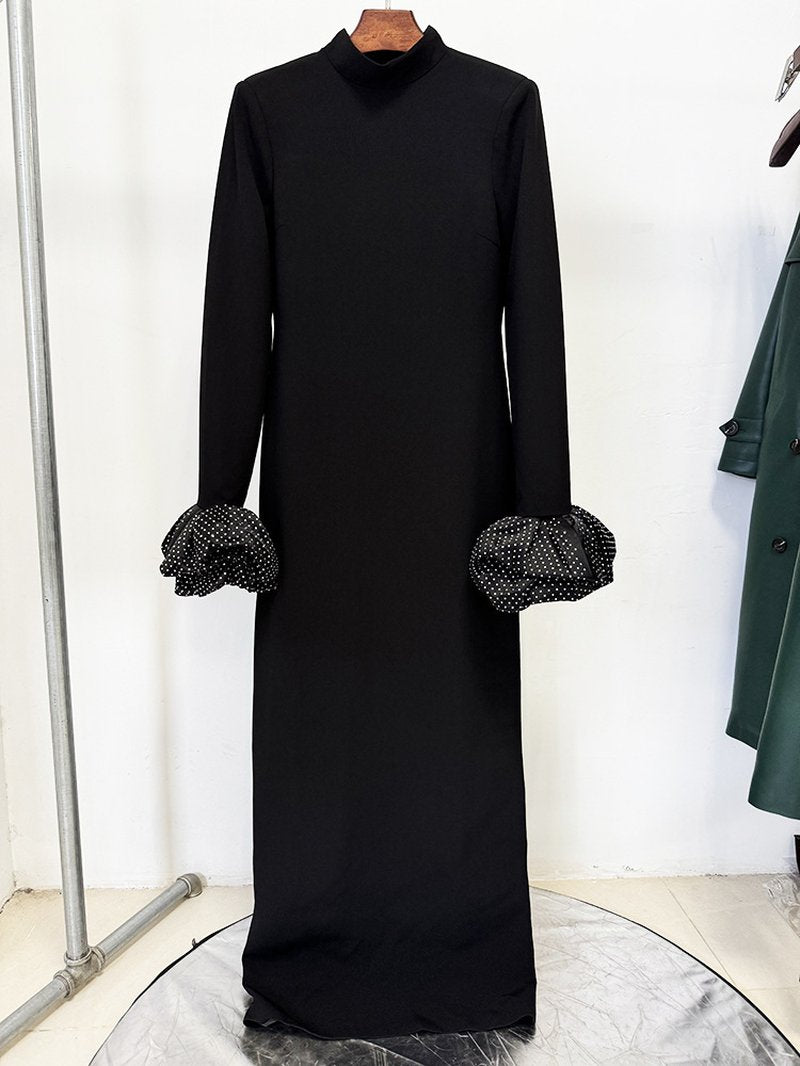 Turtleneck Puff Sleeve Maxi Dress H7053