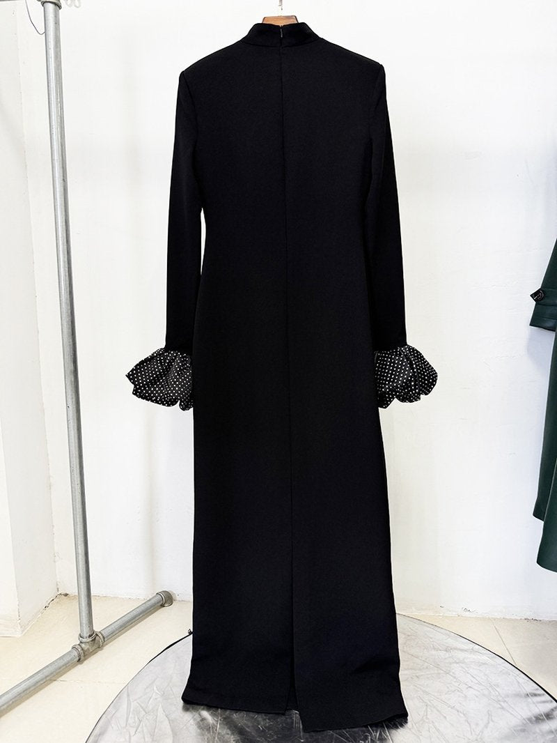 Turtleneck Puff Sleeve Maxi Dress H7053
