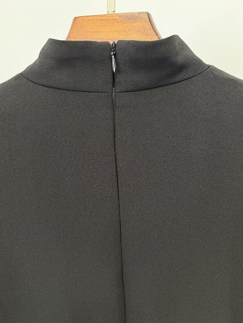 Turtleneck Puff Sleeve Maxi Dress H7053