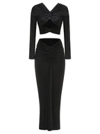 Twisted Knot Long Sleeve Maxi Dress H6685