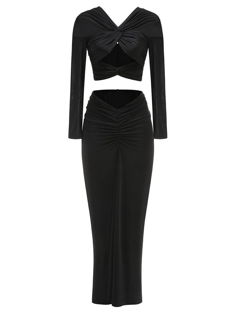 Twisted Knot Long Sleeve Maxi Dress H6685