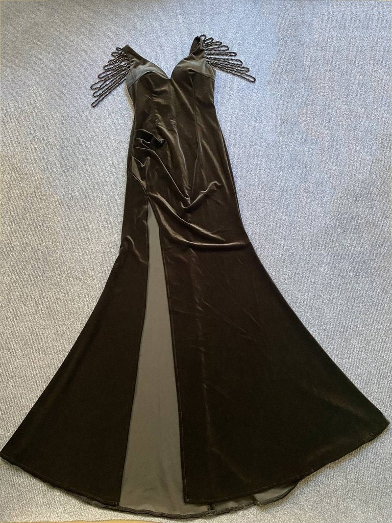 V-Neck Cutout Sleeve Mermaid Gown H6025