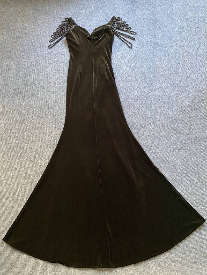V-Neck Cutout Sleeve Mermaid Gown H6025