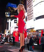 V-Neck Zip Front Bodycon Dress H3172