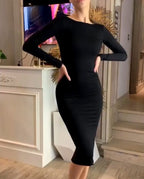 V-Neck Zip Front Bodycon Dress H3172