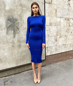 V-Neck Zip Front Bodycon Dress H3172