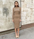 V-Neck Zip Front Bodycon Dress H3172