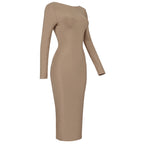 V-Neck Zip Front Bodycon Dress H3172