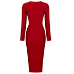 V-Neck Zip Front Bodycon Dress H3172