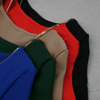 V-Neck Zip Front Bodycon Dress H3172