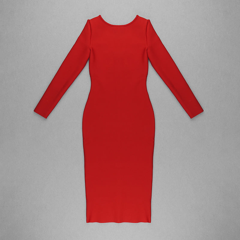 V-Neck Zip Front Bodycon Dress H3172
