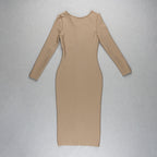 V-Neck Zip Front Bodycon Dress H3172