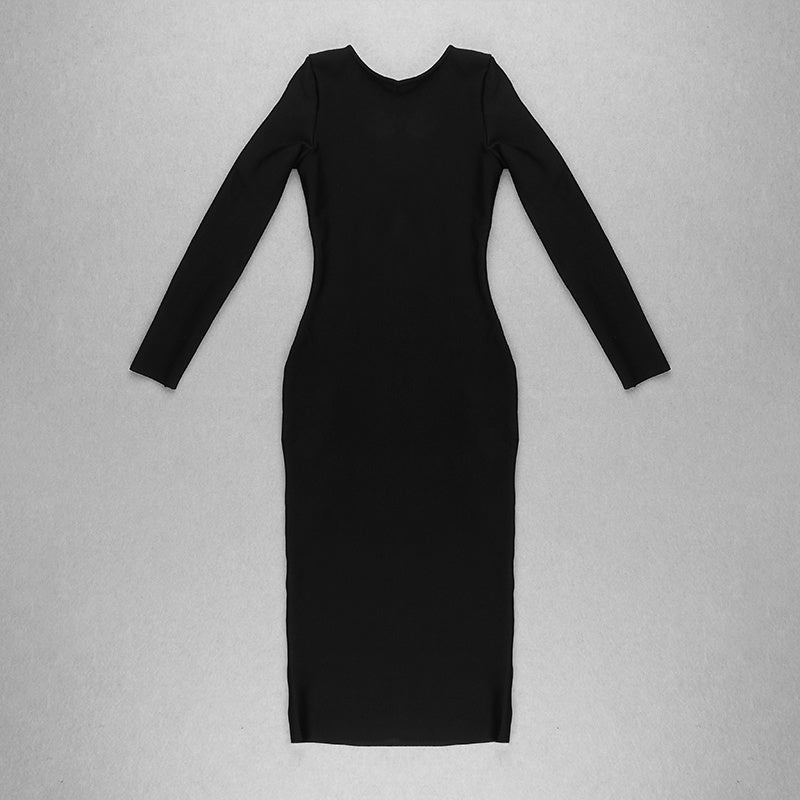 V-Neck Zip Front Bodycon Dress H3172