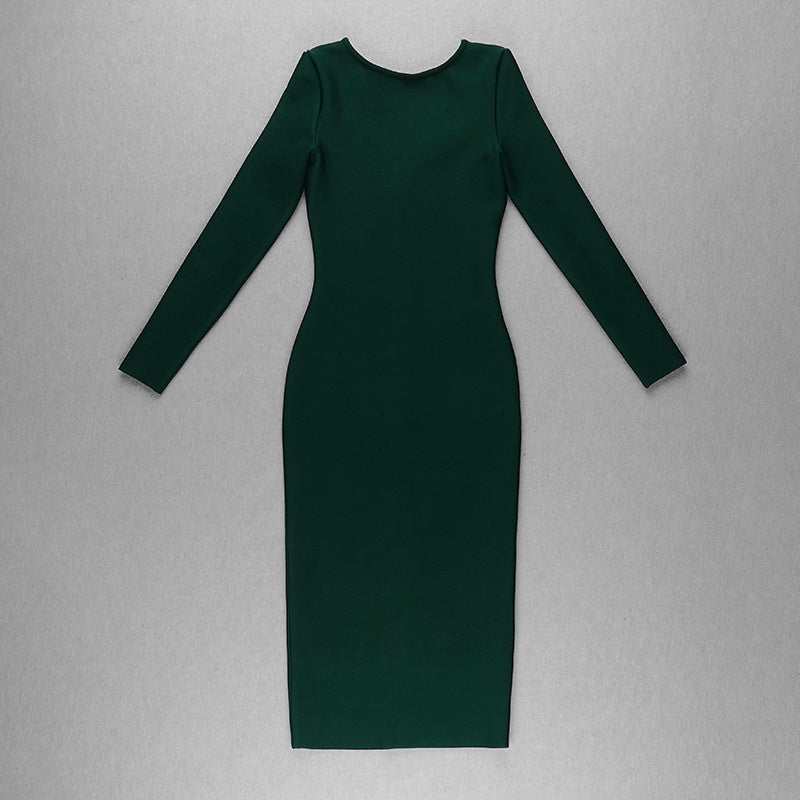 V-Neck Zip Front Bodycon Dress H3172