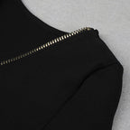 V-Neck Zip Front Bodycon Dress H3172