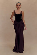 Velvet Corset Gown with Draped Skirt H6703