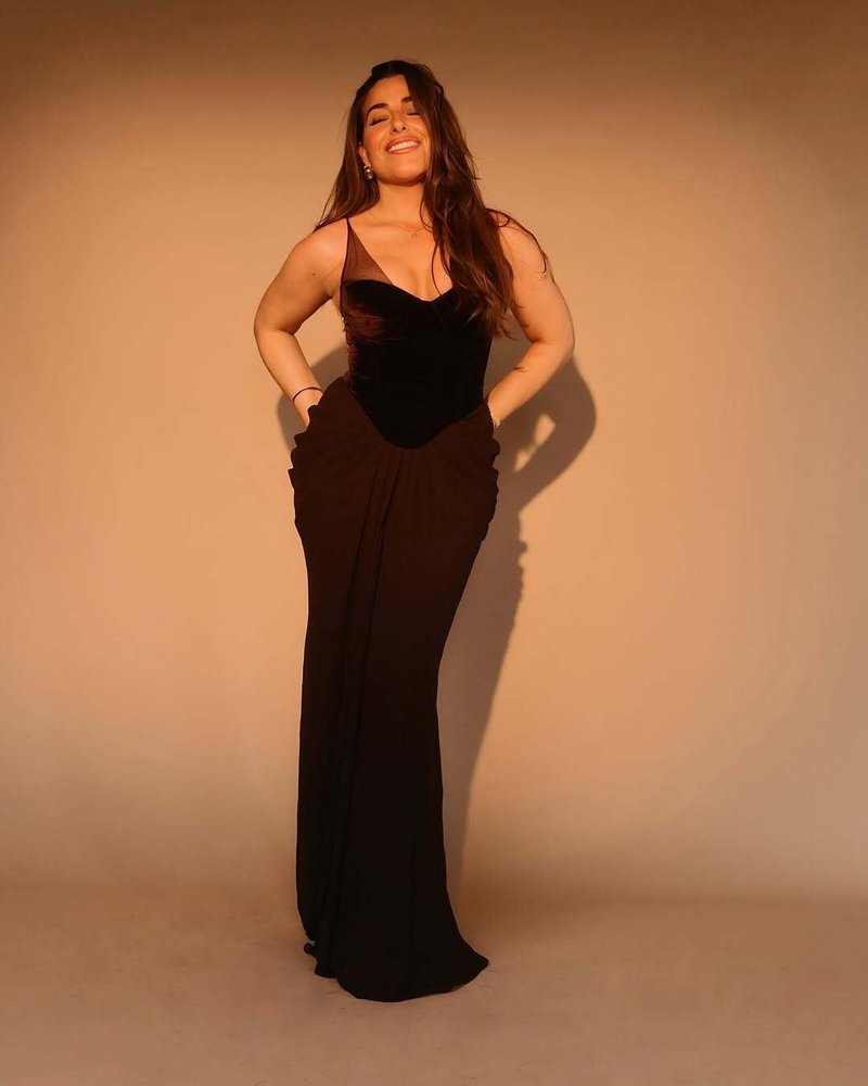 Velvet Corset Gown with Draped Skirt H6703