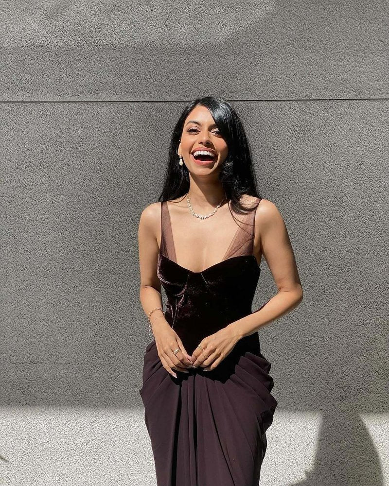 Velvet Corset Gown with Draped Skirt H6703