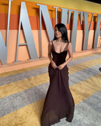 Velvet Corset Gown with Draped Skirt H6703