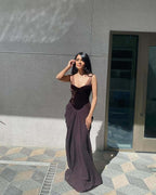 Velvet Corset Gown with Draped Skirt H6703