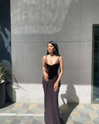 Velvet Corset Gown with Draped Skirt H6703