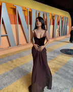 Velvet Corset Gown with Draped Skirt H6703