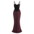 Velvet Corset Gown with Draped Skirt H6703