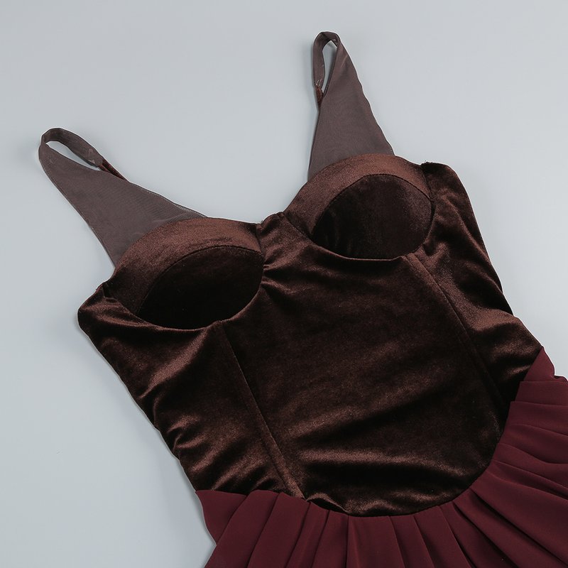 Velvet Corset Gown with Draped Skirt H6703