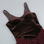 Velvet Corset Gown with Draped Skirt H6703