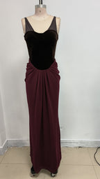 Velvet Corset Gown with Draped Skirt H6703