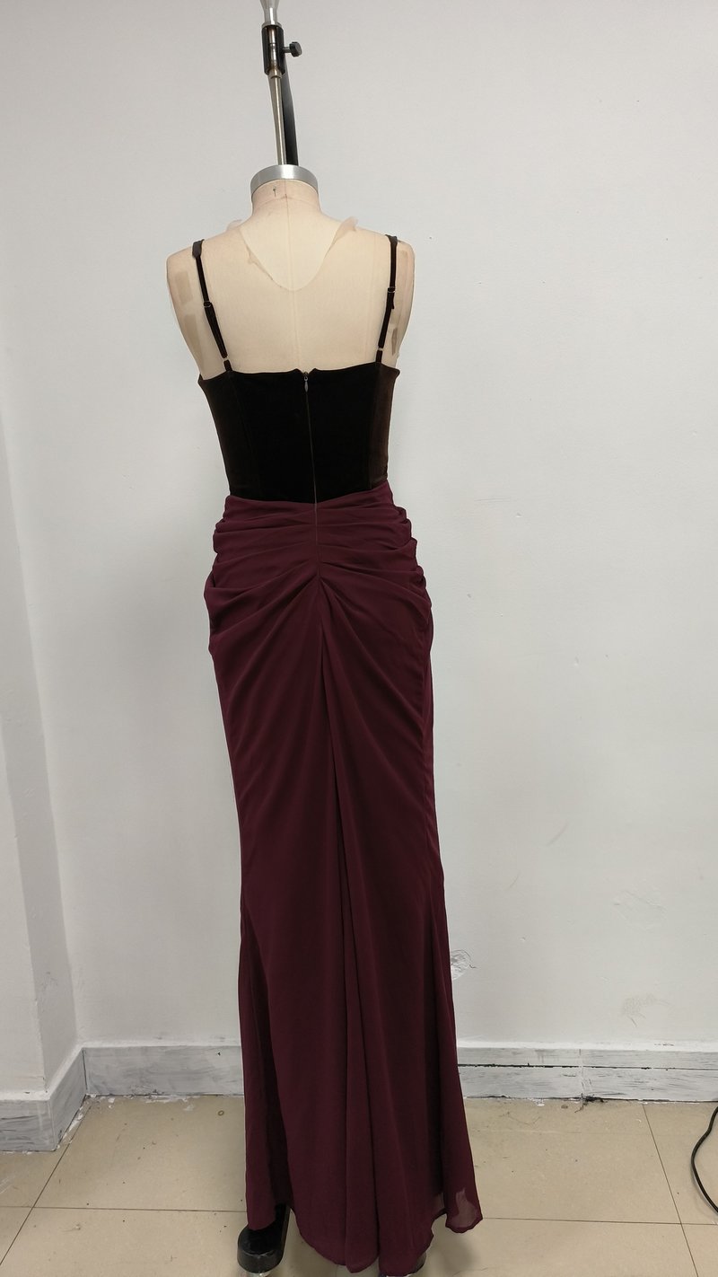 Velvet Corset Gown with Draped Skirt H6703