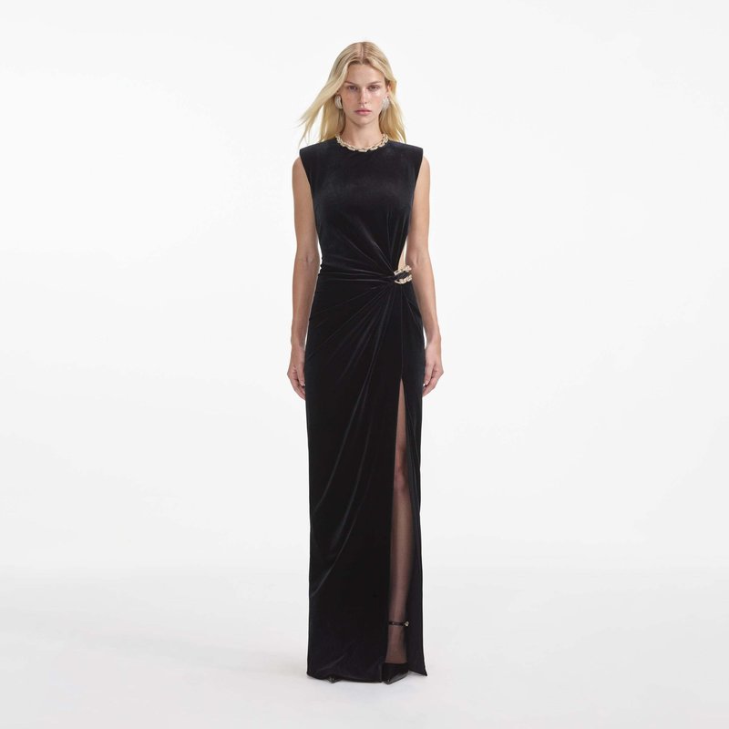 Velvet Sleeveless Maxi Dress with Slit H6678
