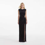 Velvet Sleeveless Maxi Dress with Slit H6678