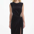 Velvet Sleeveless Maxi Dress with Slit H6678