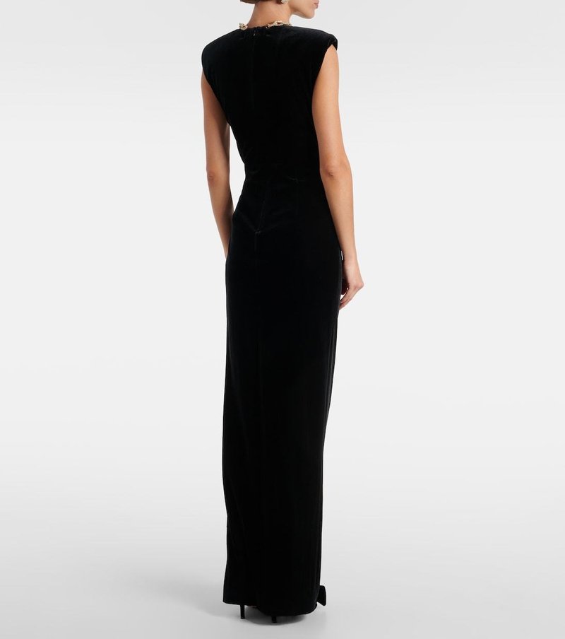 Velvet Sleeveless Maxi Dress with Slit H6678