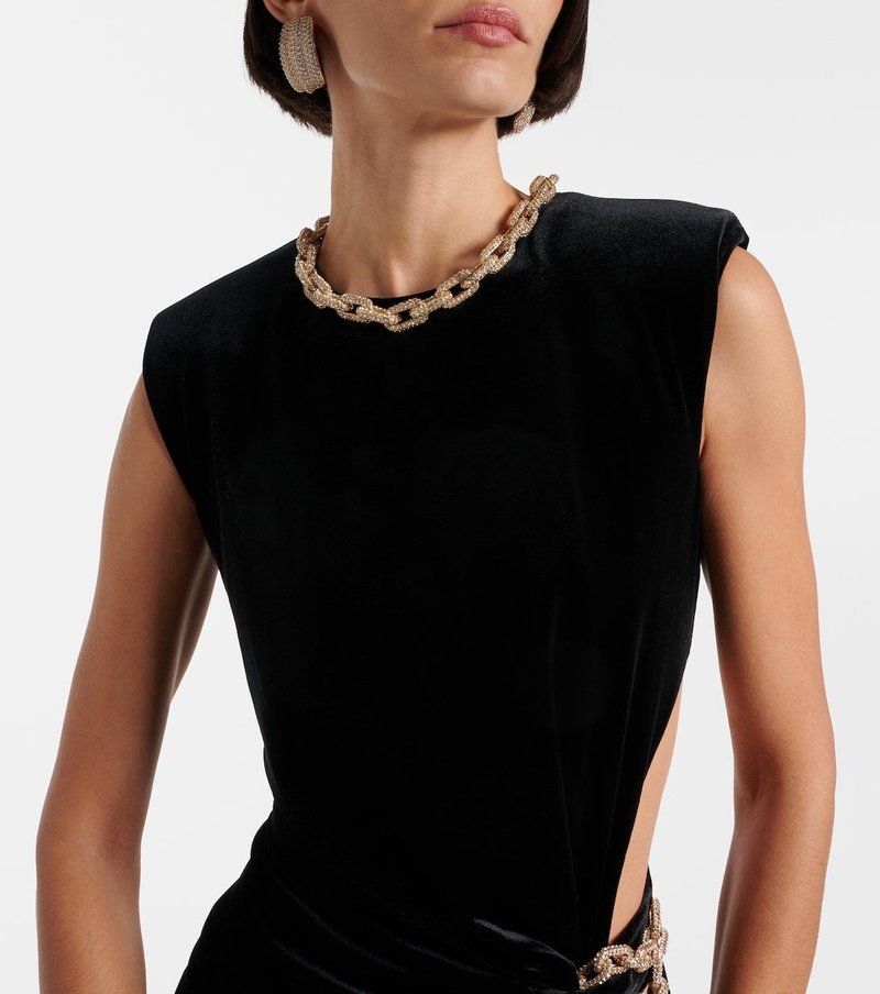 Velvet Sleeveless Maxi Dress with Slit H6678