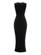 Velvet Sleeveless Maxi Dress with Slit H6678