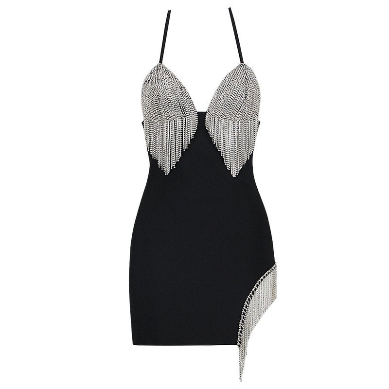 White Beaded Fringe Mini Dress H6047