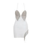 White Beaded Fringe Mini Dress H6047
