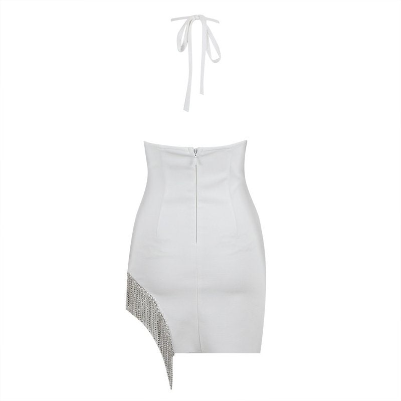 White Beaded Fringe Mini Dress H6047