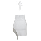 White Beaded Fringe Mini Dress H6047