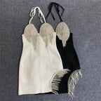 White Beaded Fringe Mini Dress H6047